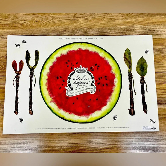 Kitchen Paper Placemats Watermelon Setting Pad Of 50 Hester & Cook NWT - Picture 1 of 5